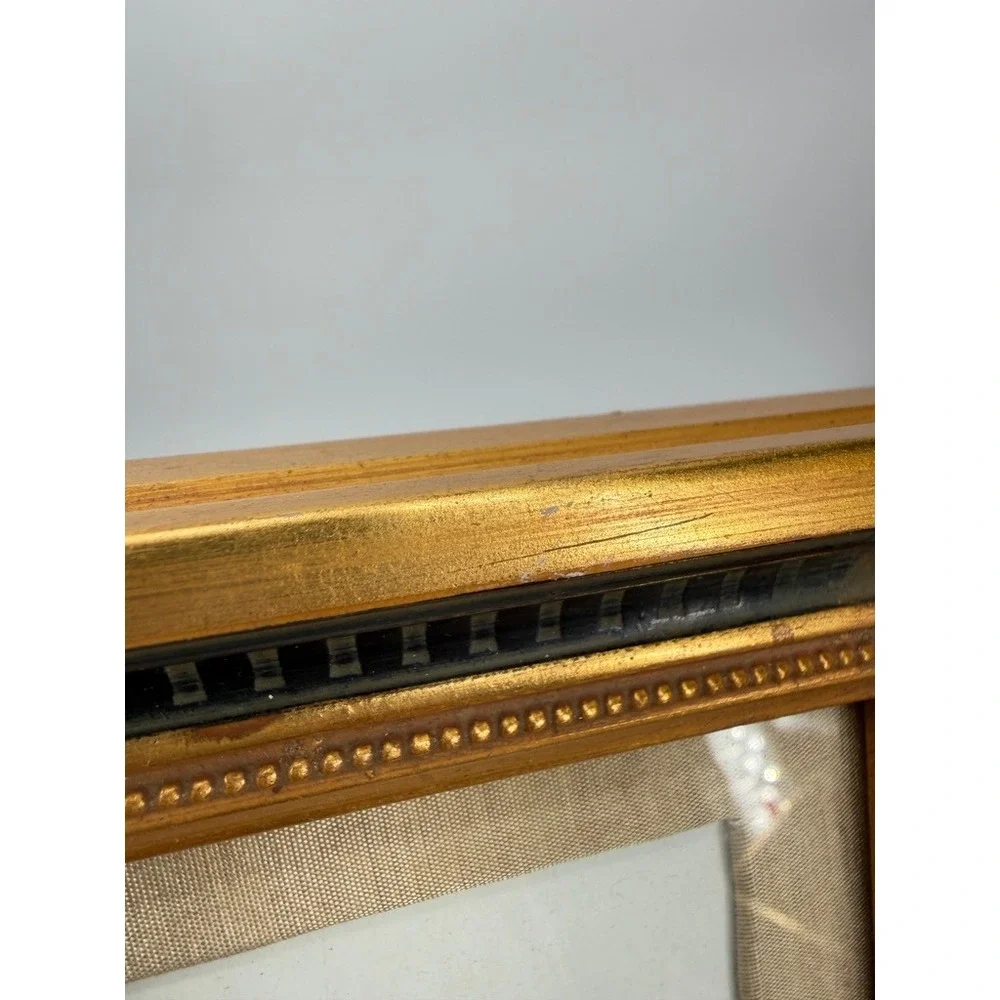 Burnes of Boston Picture Frame Gold Black Ornate Shell Corner Scrollwork Baroque